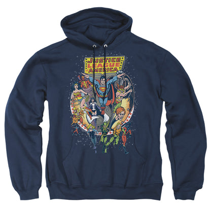 Justice League Of America Star Group Mens Hoodie Navy Officially Licensed