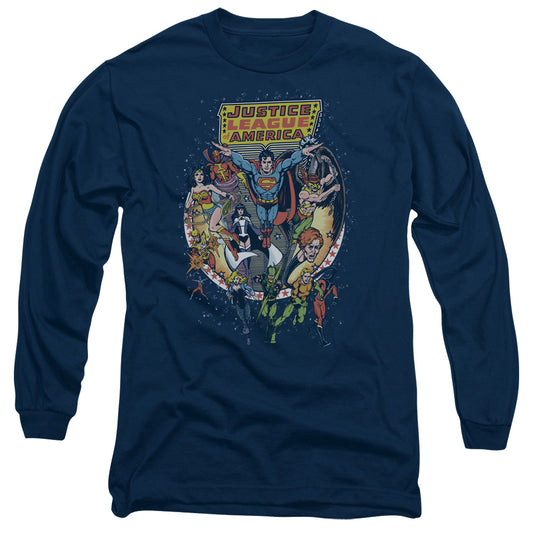 Justice League Star Group Mens Long Sleeve Shirt Navy Blue