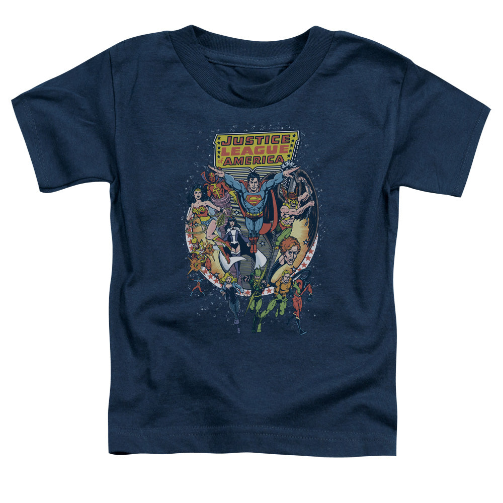 Justice League Star Group Toddler Kids Youth T Shirt Navy Blue