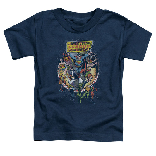Justice League Star Group Toddler Kids Youth T Shirt Navy Blue