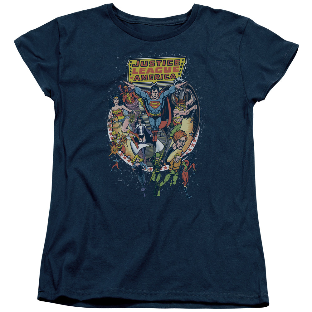 Justice League Star Group Womens T Shirt Navy Blue