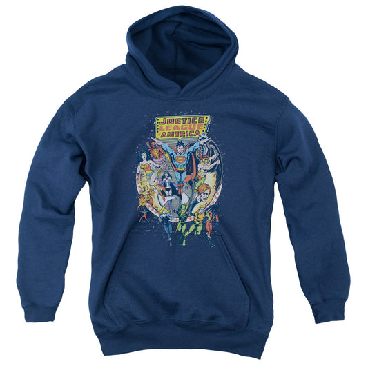 Justice League Star Group Kids Youth Hoodie Navy Blue