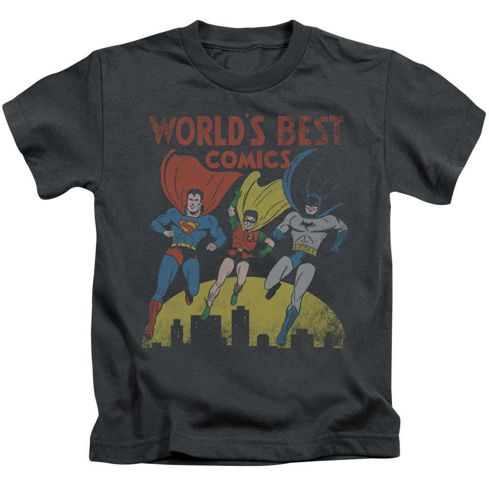 Justice League Worlds Best Juvenile Kids Youth T Shirt Charcoal 