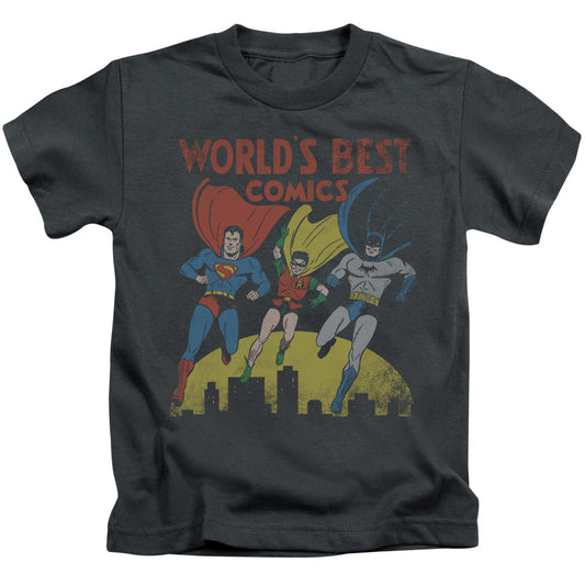 Justice League Worlds Best Juvenile Kids Youth T Shirt Charcoal 