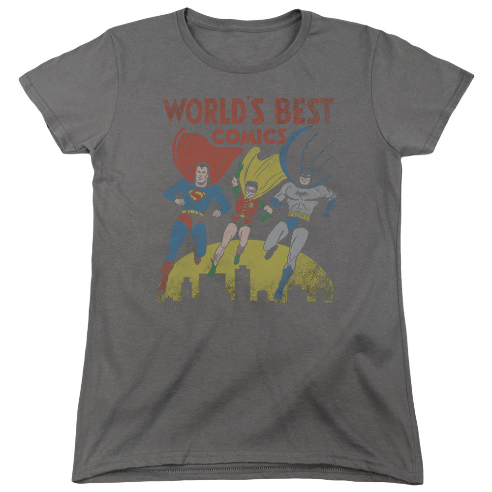 Justice League Worlds Best Womens T Shirt Charcoal