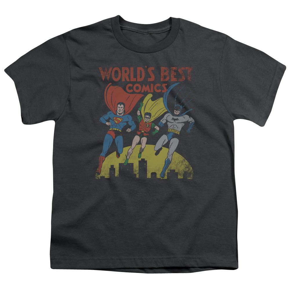 Justice League Worlds Best Kids Youth T Shirt Charcoal