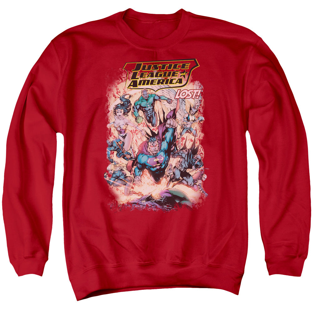 Justice League Lost Mens Crewneck Sweatshirt Red