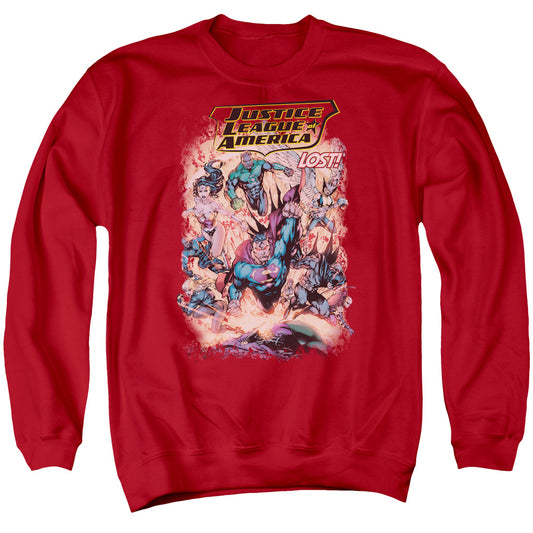 Justice League Lost Mens Crewneck Sweatshirt Red