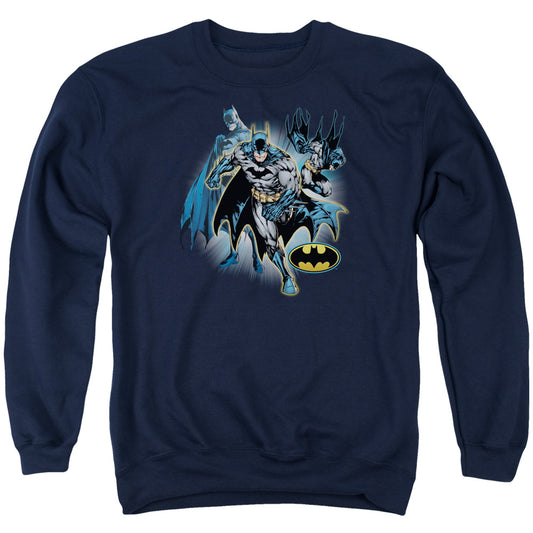 Justice League Batman Collage Mens Crewneck Sweatshirt Navy Blue