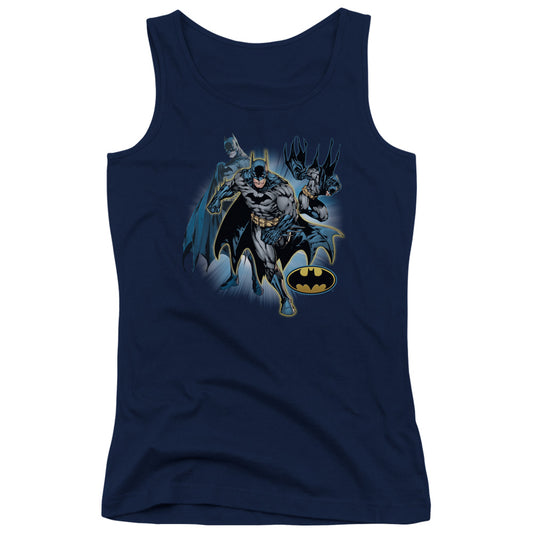 Justice League Batman Collage Womens Tank Top Shirt Navy Blue