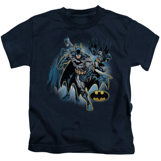 Justice League Batman Collage Juvenile Kids Youth T Shirt Navy Blue 