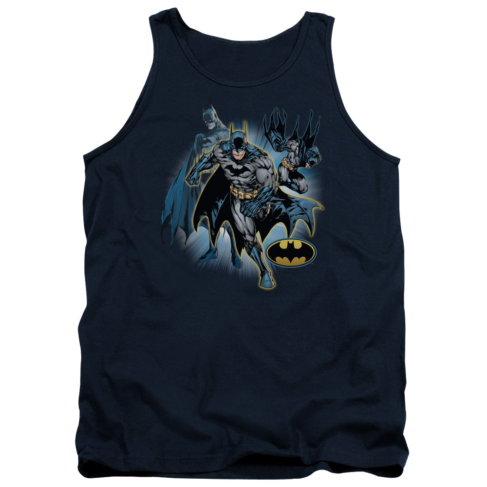 Justice League Batman Collage Mens Tank Top Shirt Navy Blue