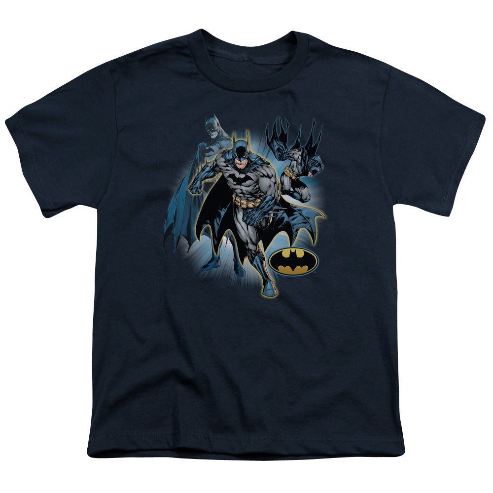 Justice League Batman Collage Kids Youth T Shirt Navy Blue