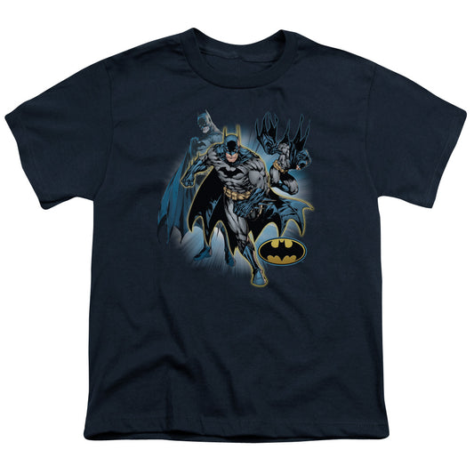 Justice League Batman Collage Kids Youth T Shirt Navy Blue