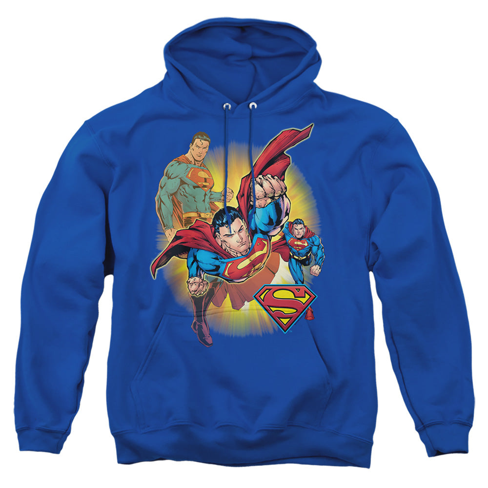 Jla Superman Collage Mens Hoodie Royal Blue