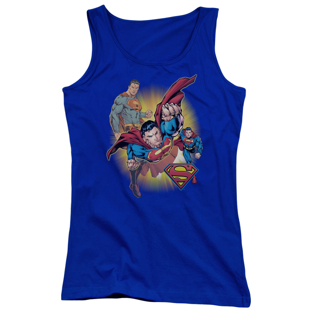 Justice League Superman Collage Womens Tank Top Shirt Royal Blue