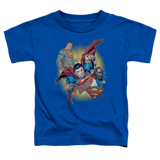 Justice League Superman Collage Toddler Kids Youth T Shirt Royal Blue