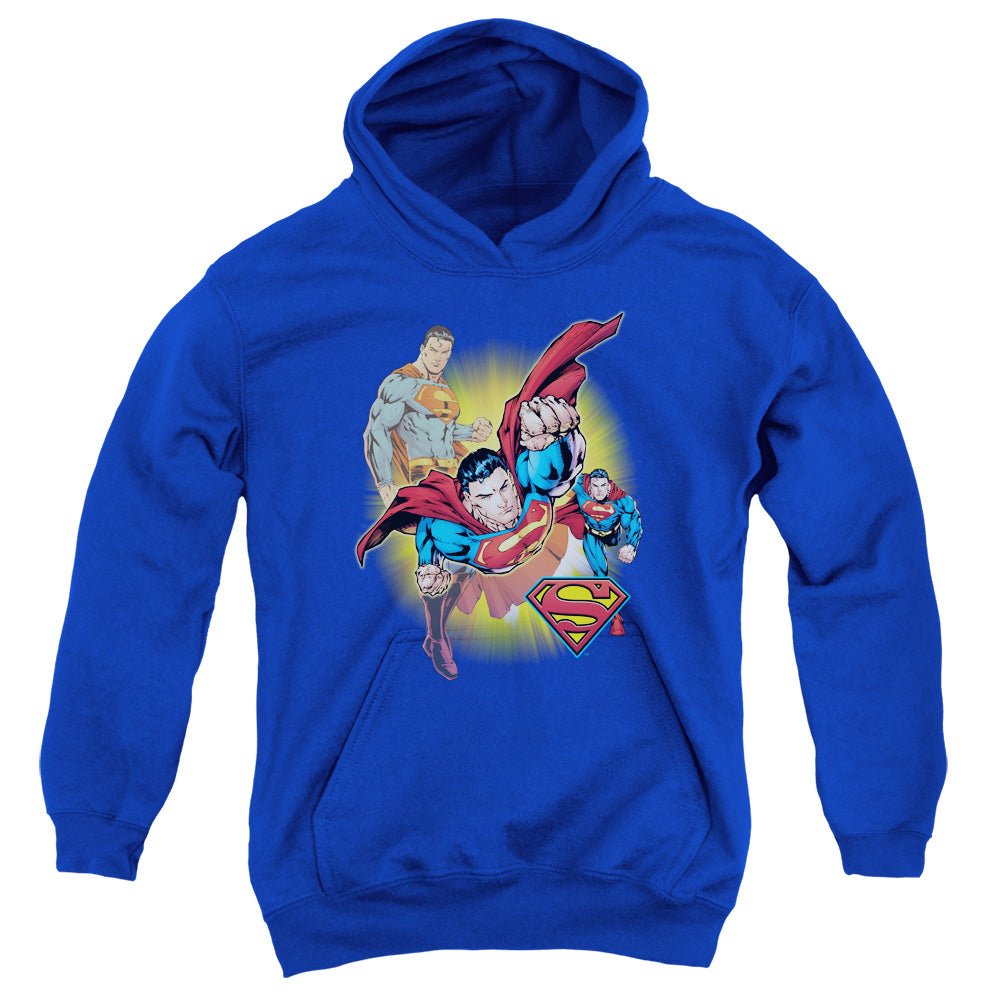 Justice League Superman Collage Kids Youth Hoodie Royal