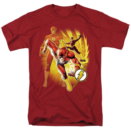 Jla Flash Collage Mens T Shirt Cardinal