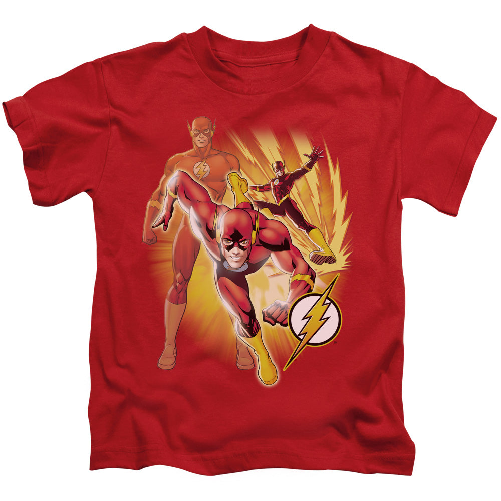 Justice League Flash Collage Juvenile Kids Youth T Shirt Red 