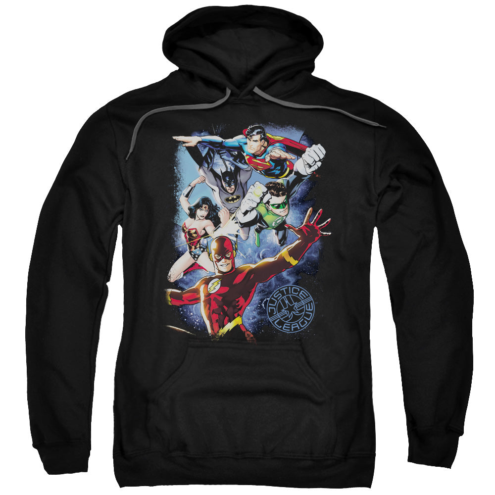 Justice League Galactic Attack Color Mens Hoodie Black