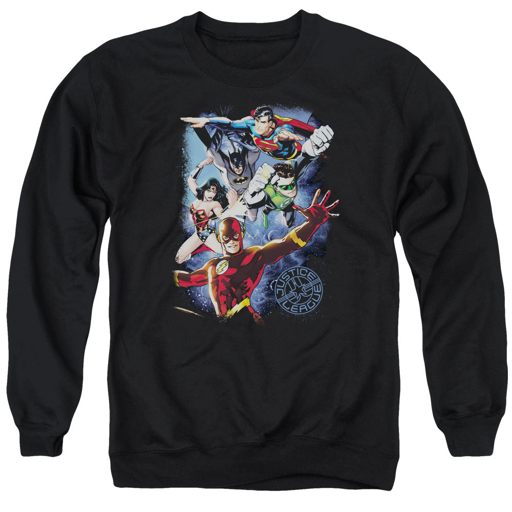 Justice League Galactic Attack Color Mens Crewneck Sweatshirt Black