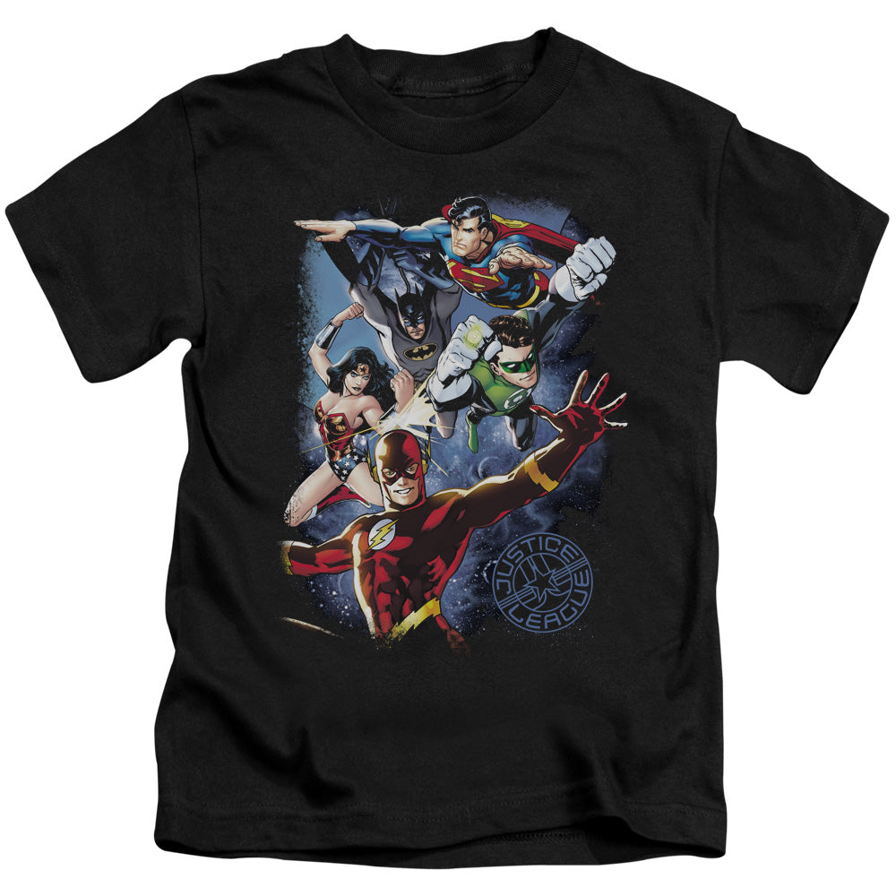 Justice League Galactic Attack Color Juvenile Kids Youth T Shirt Black 