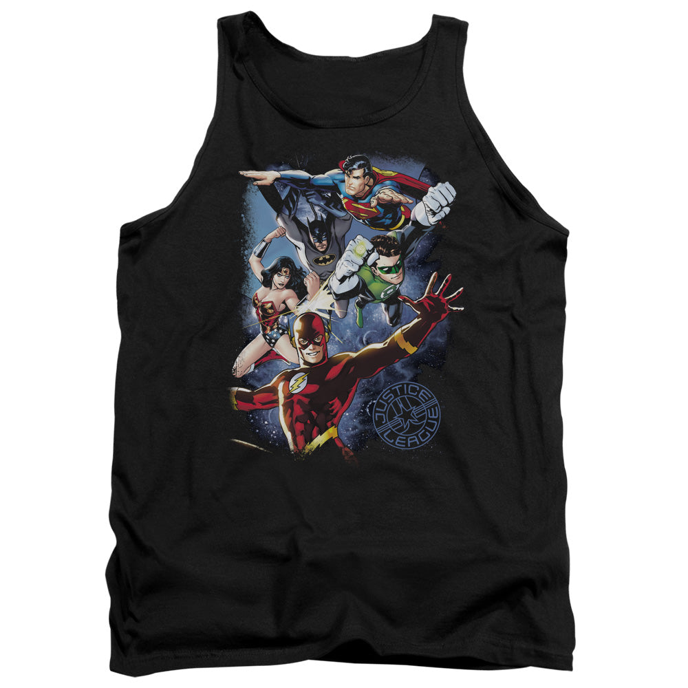 Justice League Galactic Attack Color Mens Tank Top Shirt Black