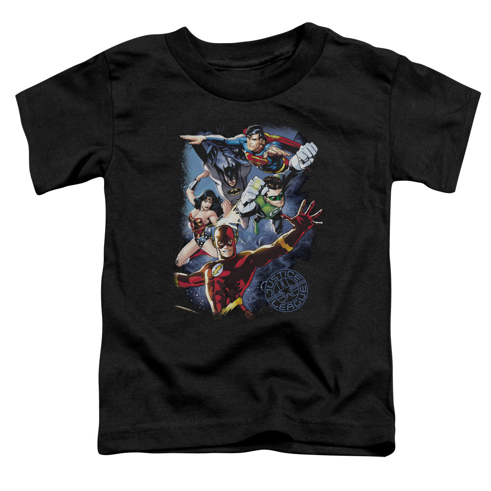 Justice League Galactic Attack Color Toddler Kids Youth T Shirt Black
