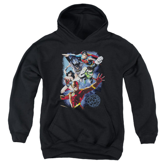 Justice League Galactic Attack Color Kids Youth Hoodie Black