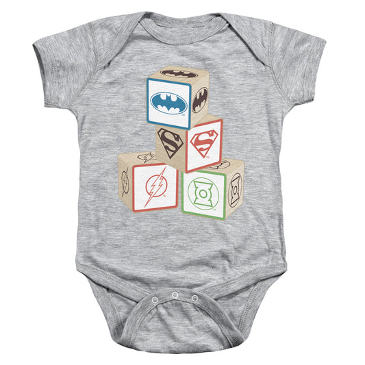 Justice League Baby Block Infant Baby Snapsuit Athletic Heather (24 Mos)