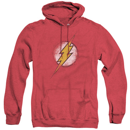 Jla Destroyed Flash Logo Mens Heather Hoodie Red