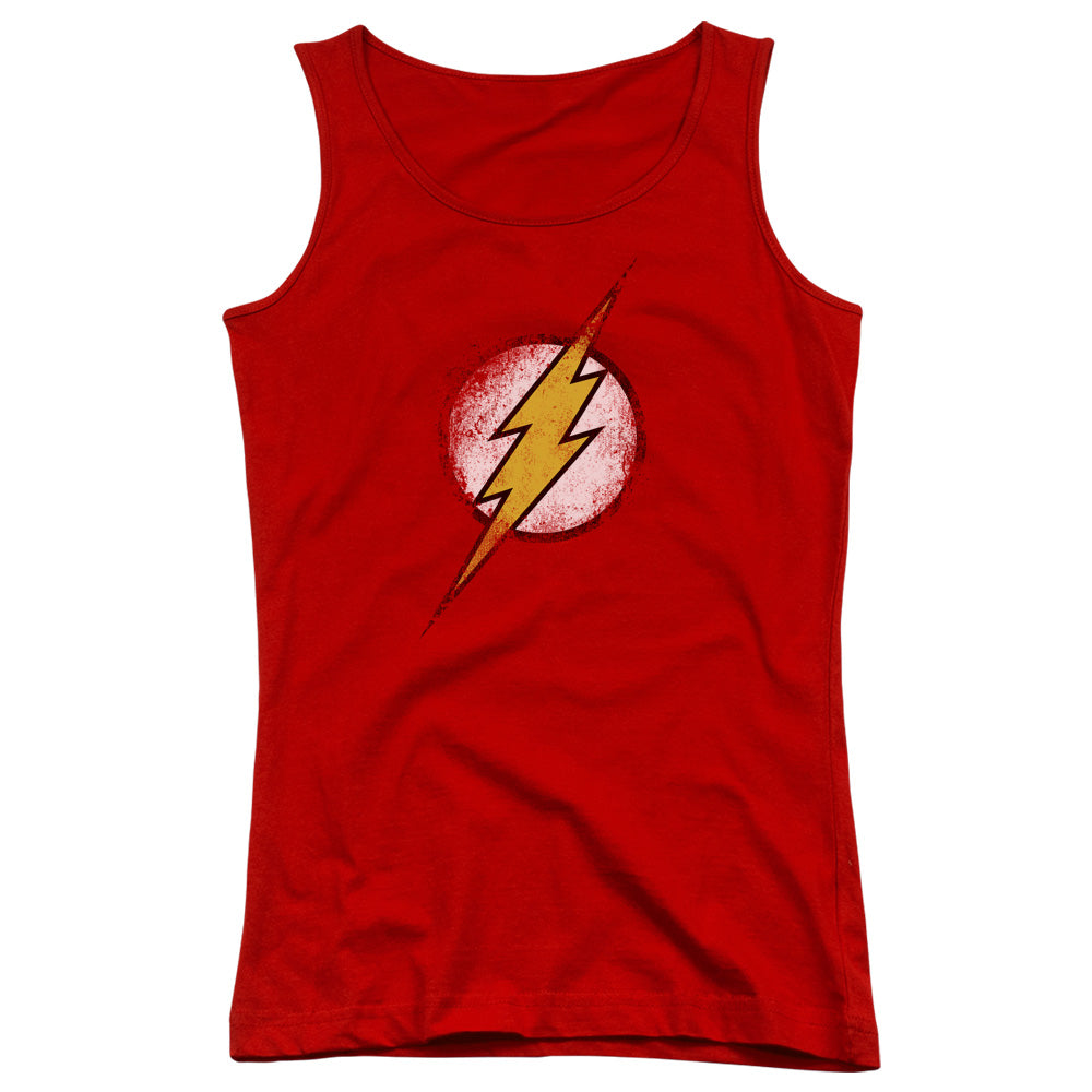 Justice League Destroyed Flash Logo Womens Tank Top Shirt Red