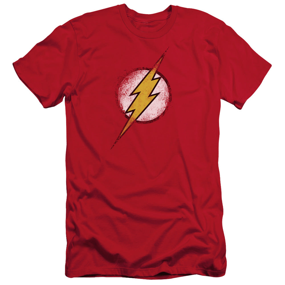 Justice League Destroyed Flash Logo Slim Fit Mens T Shirt Red