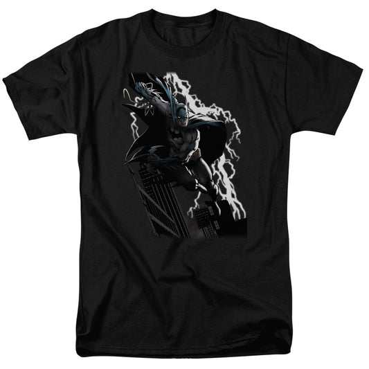 Justice League Lighting Crashes Mens T Shirt Black
