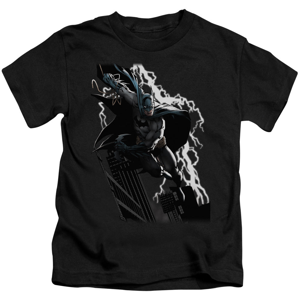 Justice League Lighting Crashes Juvenile Kids Youth T Shirt Black 