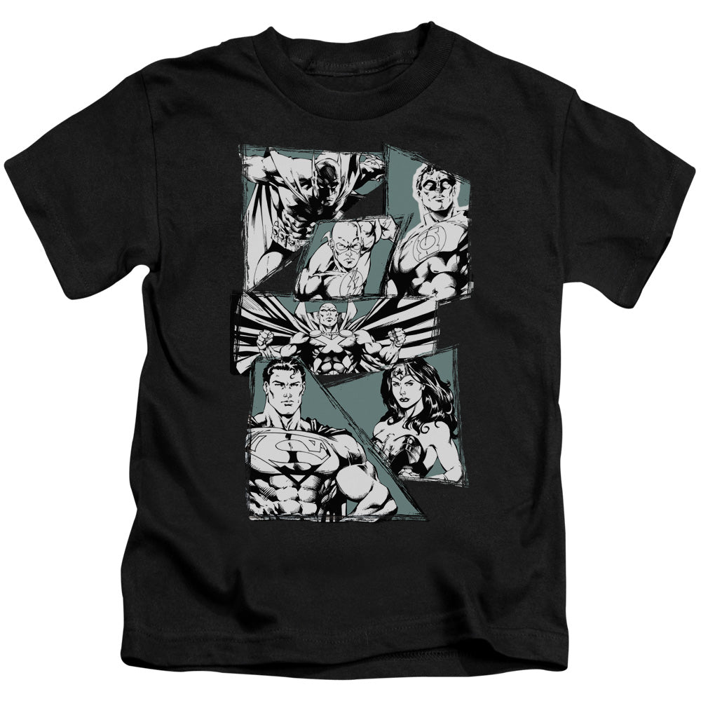 Justice League a Mighty League Juvenile Kids Youth T Shirt Black 