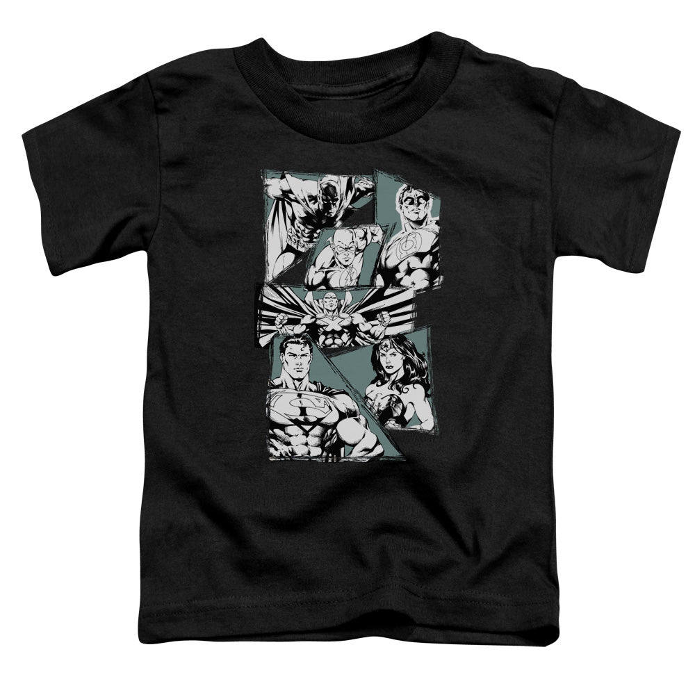 Justice League a Mighty League Toddler Kids Youth T Shirt Black
