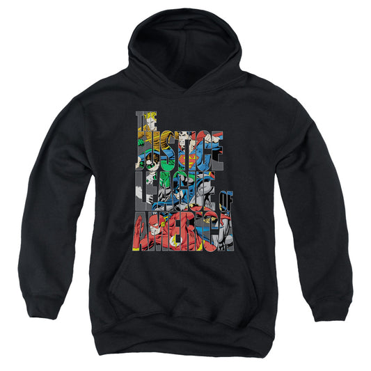 Justice League Lettered League Kids Youth Hoodie Black