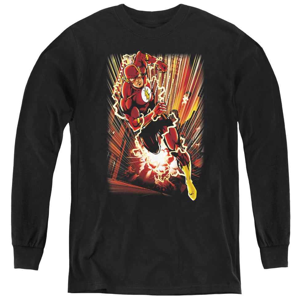 Justice League Street Speed Long Sleeve Kids Youth T Shirt Black