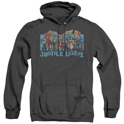 Justice League Of America League Lineup Mens Heather Hoodie Black Officially Licensed