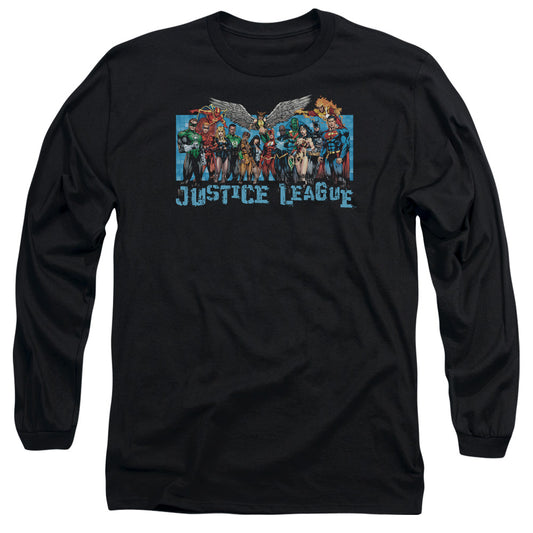 Justice League League Lineup Mens Long Sleeve Shirt Black