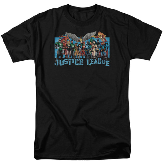 Justice League League Lineup Mens T Shirt Black