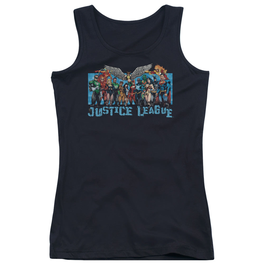 Justice League League Lineup Womens Tank Top Shirt Black