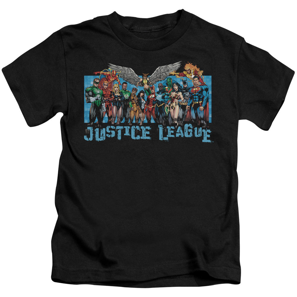 Justice League League Lineup Juvenile Kids Youth T Shirt Black 