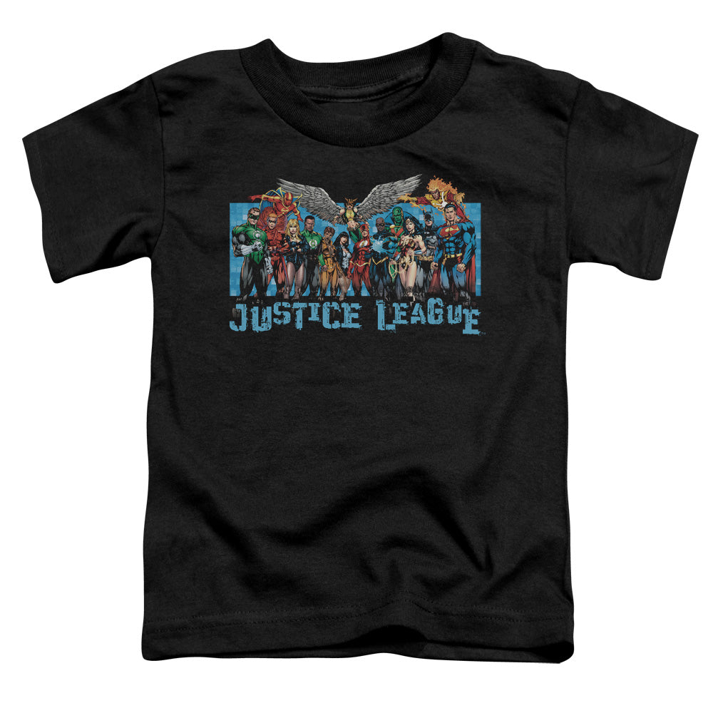 Justice League League Lineup Toddler Kids Youth T Shirt Black