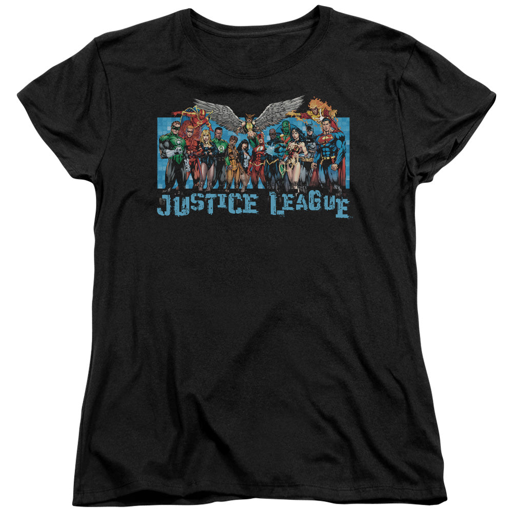 Justice League League Lineup Womens T Shirt Black