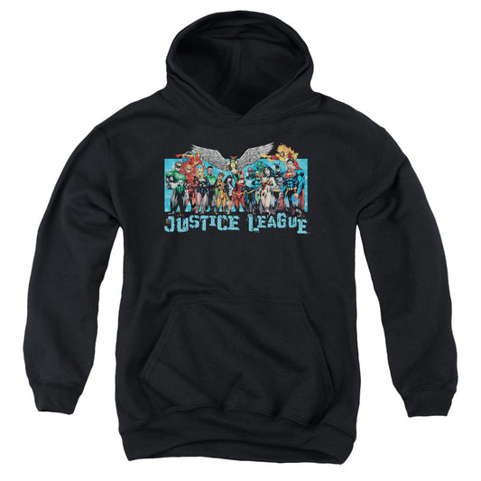 Justice League League Lineup Kids Youth Hoodie Black