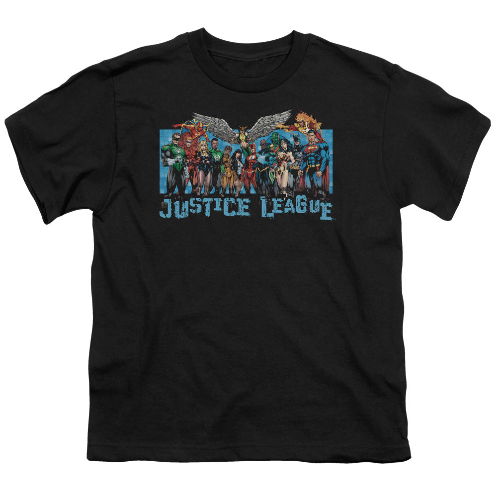 Justice League League Lineup Kids Youth T Shirt Black