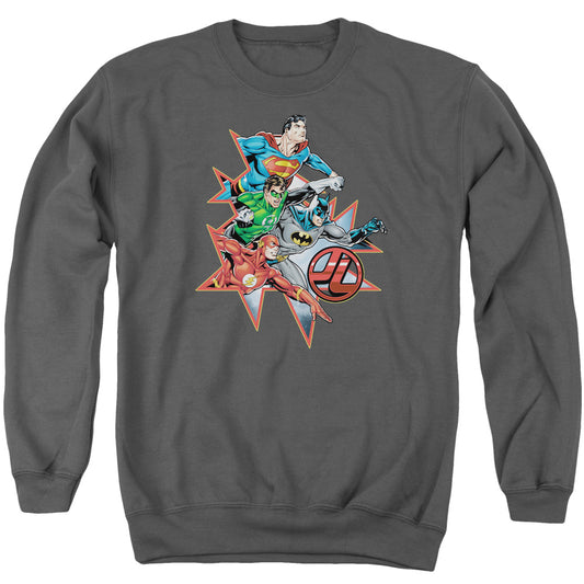 Justice League Starburst Mens Crewneck Sweatshirt Charcoal